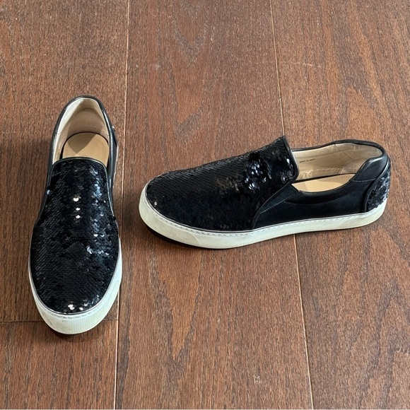 Stuart Weitzman Women’s Black Sequin Slip on Sneakers Size 9 - Picture 1 of 6